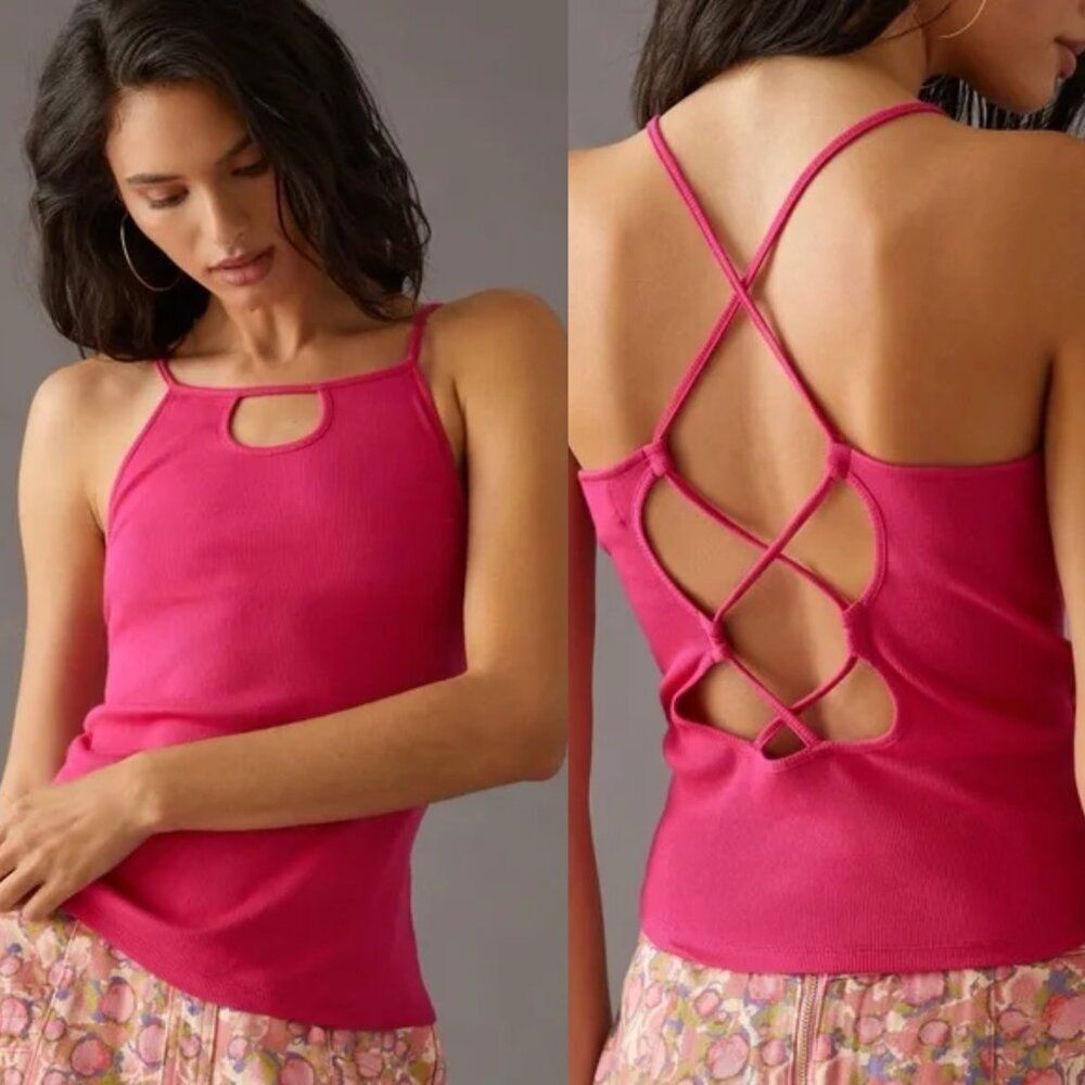 Anthropologie Strappy Back Tank in Pink Size XXS $48